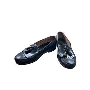 GH Bass Weejuns Mens Black Leather Tassel Loafers Shoes Size 7.5D SKU 9081